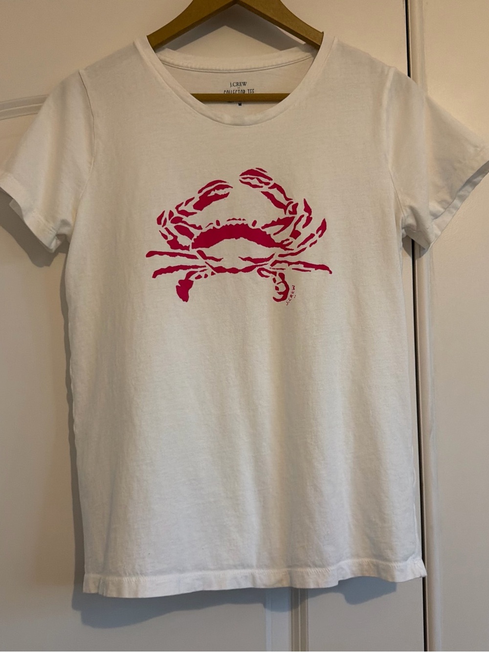 J. Crew Kids White Tee with Hot Pink Crab Motif